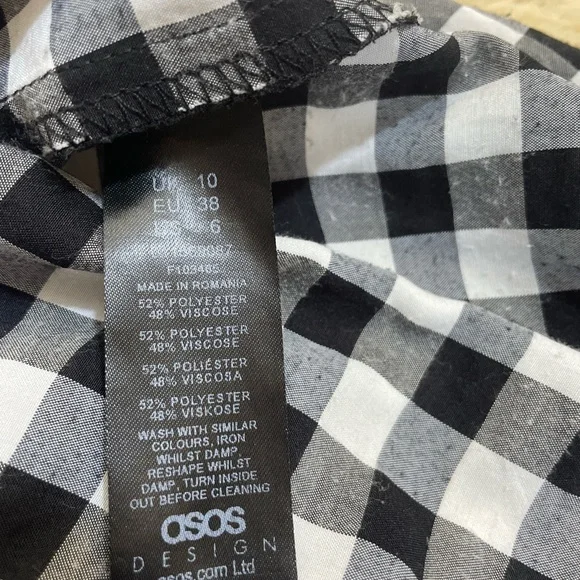 Black and White Gingham Elastic Waist Midi Skirt - Picture 6 of 6